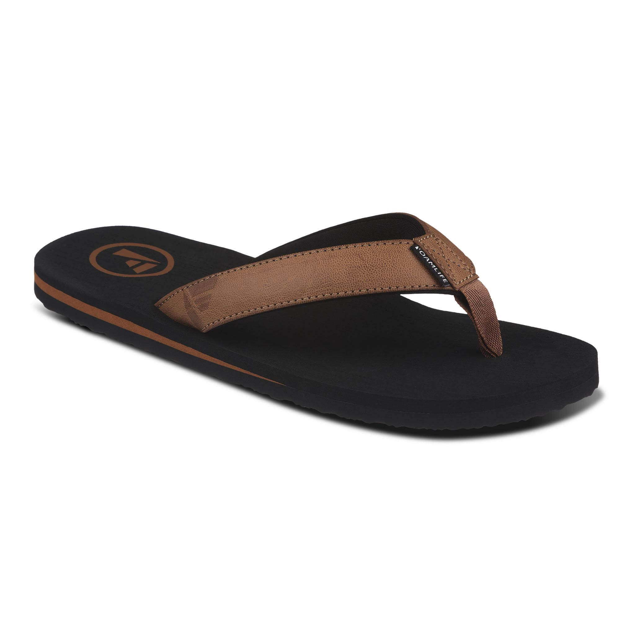 Seales - Mens Flip Flops - Black/Tan