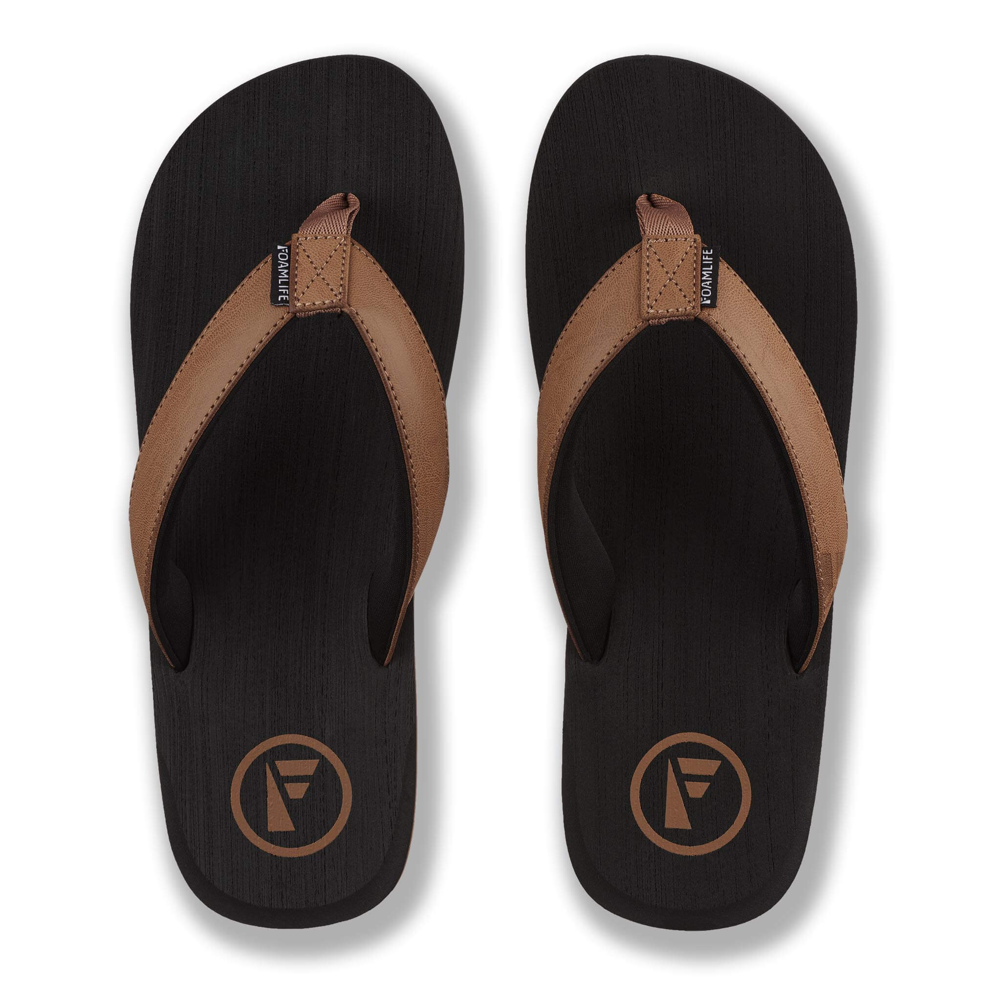 Seales - Mens Flip Flops - Black/Tan