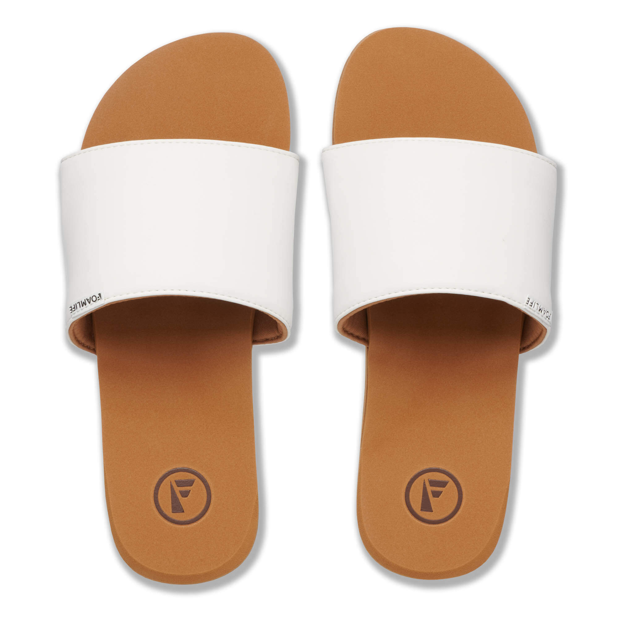 Seales Slide - Womens Slider - Latte Brown/White