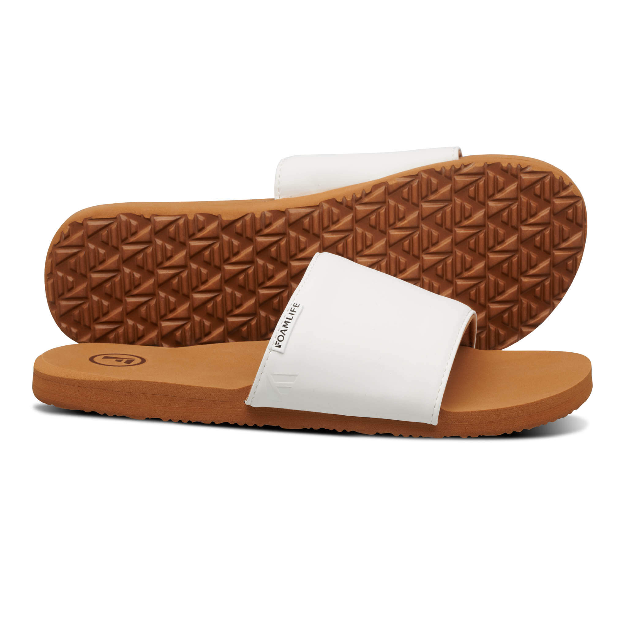 Seales Slide - Womens Slider - Latte Brown/White