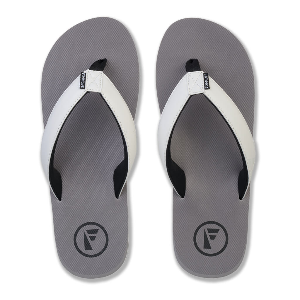 Traa - Mens Flip Flops - Stone Grey / White